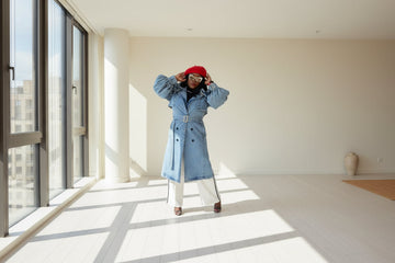 Soulish By LeLe- "Just Puffed Right" Denim Midi-Trench Coat